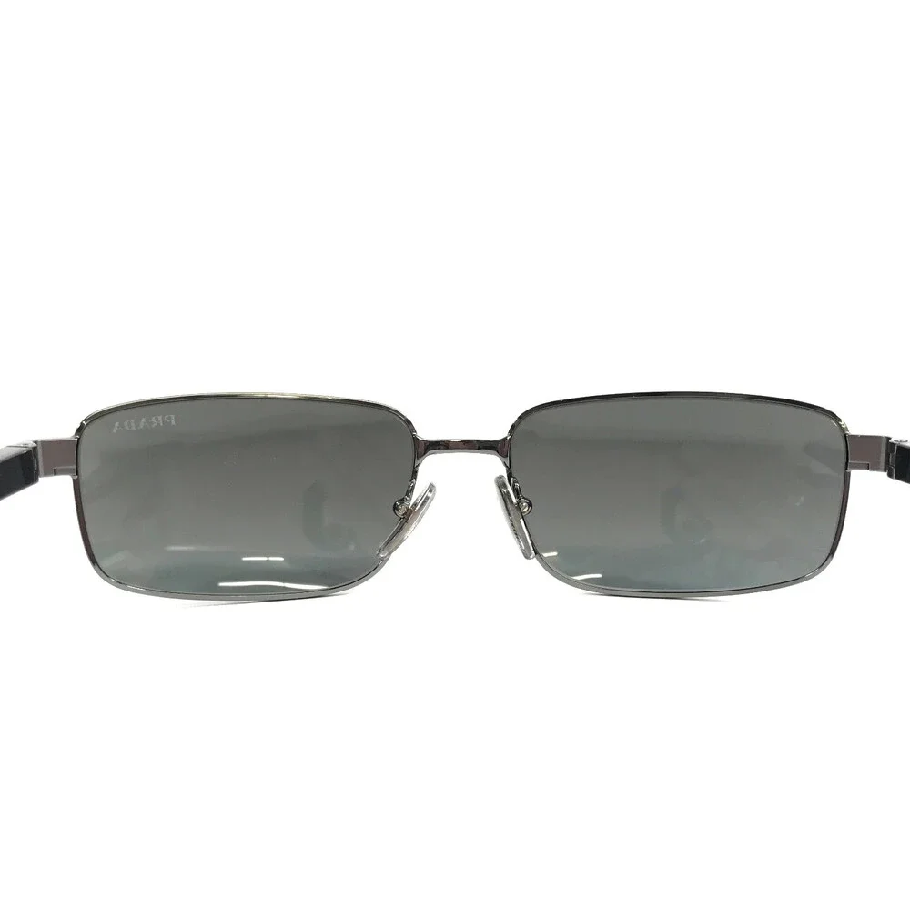 Prada Sunglasses SPSB54 5AV-41A Gunmetal Black Rectangle Frames with Gray Lenses